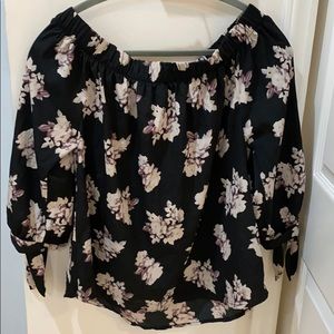 Off the shoulder floral shirt